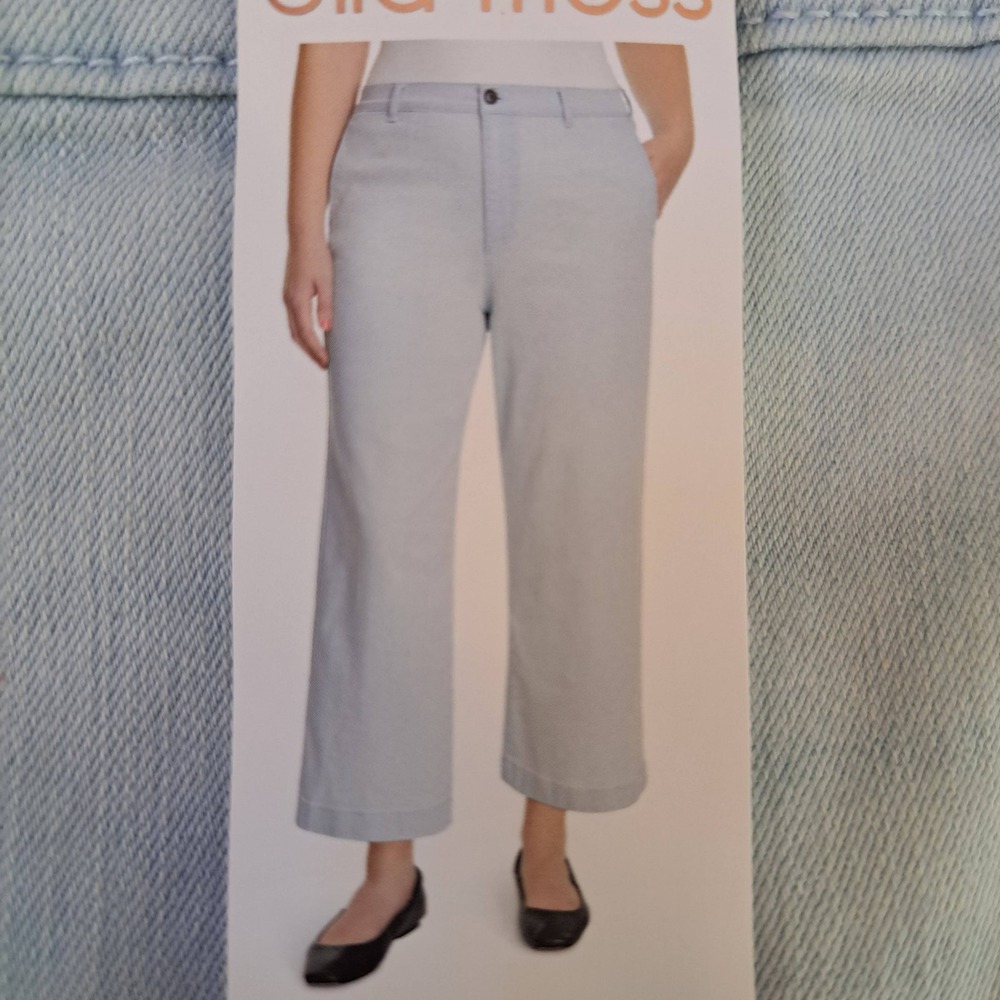 Ella‎ Moss Wide Leg Crop Pants Womens 14 Light Blue NWT High Rise 1547-252